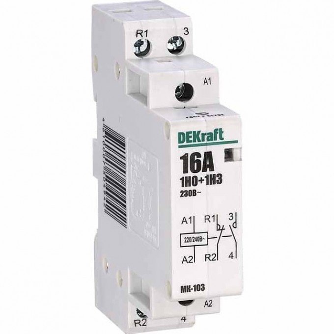 Модульный контактор DEKRAFT 1НО+1НЗ 16А 230В МК-103 18051DEK