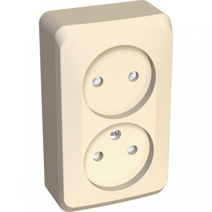Розетка двойная SCHNEIDER ELECTRIC ЭТЮД без заземления со штороками 16А 250B, кремовый, Россия PA16-006K