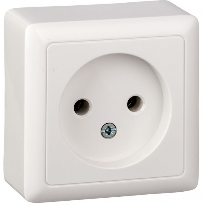 Розетка одинарная SCHNEIDER ELECTRIC ХИТ О/У, без заземления без шторок 10А, 250В, БЕЛЫЙ. Россия RA10-131-B