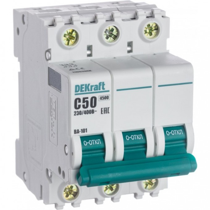Автоматический выключатель SCHNEIDER ELECTRIC DEKRAFT 3Р 50А х-ка C ВА-101 4,5кА 11083DEK