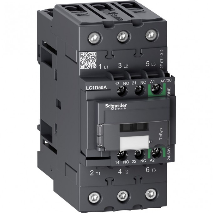 Контактор SCHNEIDER ELECTRIC TESYS D 3P,50A,НО+НЗ, с универсальной катушкой управления 24-60BAC/DC LC1D50ABNE