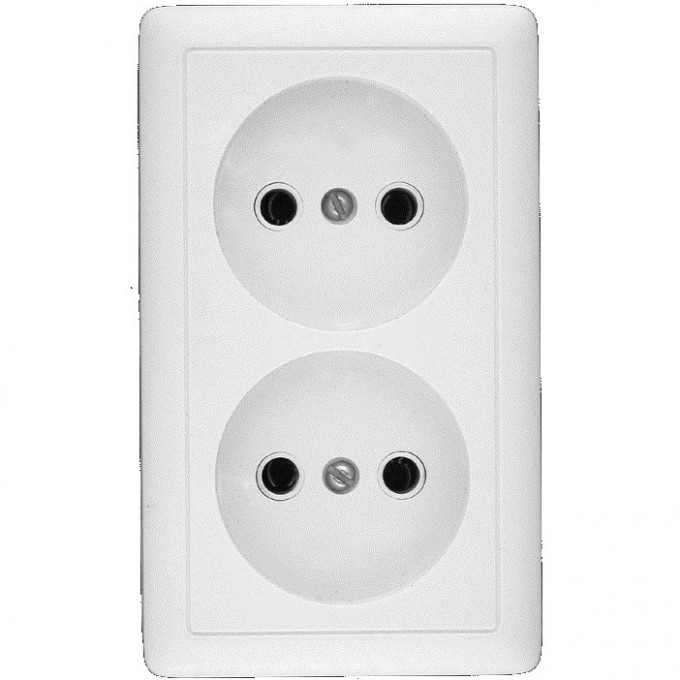 Розетка двойная SCHNEIDER ELECTRIC ХИТ О/У, без заземления без шторок 16А, 250В, белый, Россия RA16-237-B