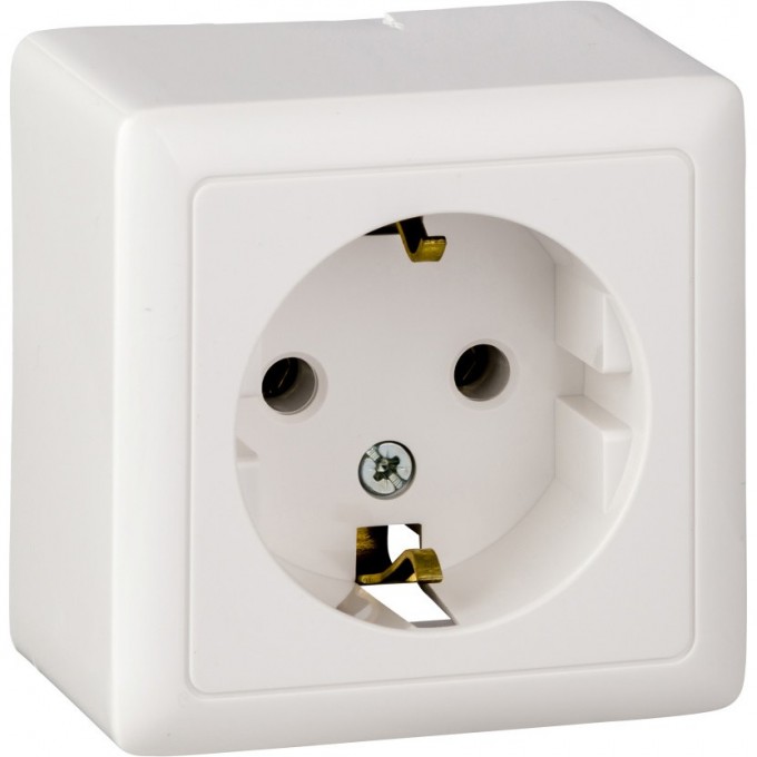 Розетка одинарная SCHNEIDER ELECTRIC ХИТ О/У, с заземлением без шторок 16А, 250В, БЕЛЫЙ. Россия RA16-133-B