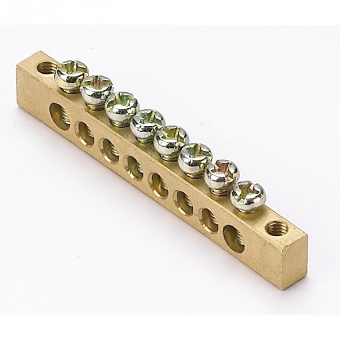 Шина нулевая 8 групп/крепеж по краям, сеч. 6x9 м 32002DEK