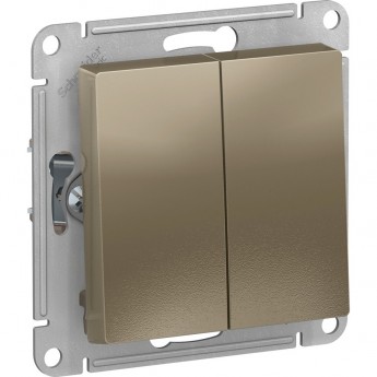 2-клавишный переключатель SCHNEIDER ELECTRIC ATLASDESIGN 10АХ, механизм, ШАМПАНЬ