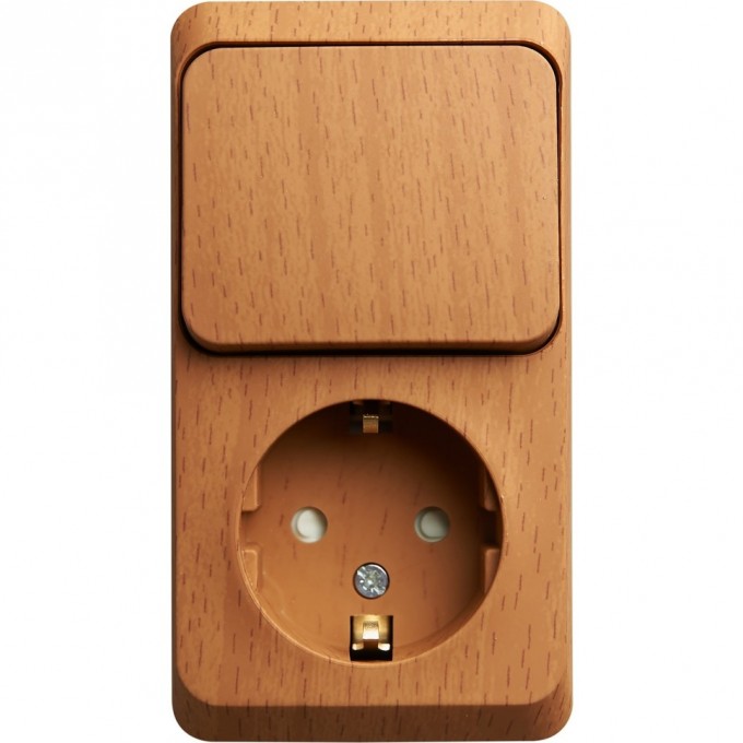 Блок SCHNEIDER ELECTRIC ЭТЮД: розетка с заземлением, со шторками + выключатель 1-клавишный, БУК, Россия BPA16-201T