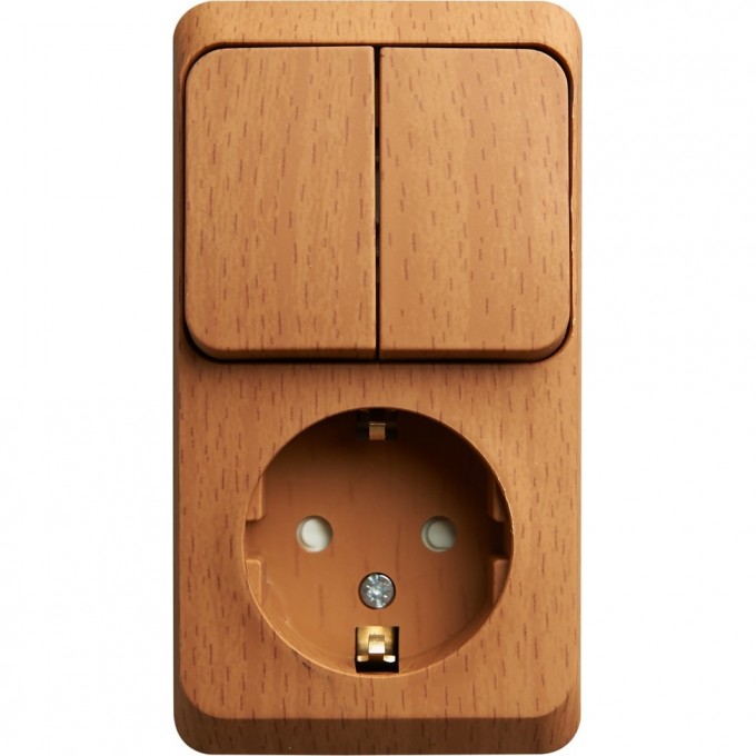 Блок SCHNEIDER ELECTRIC ЭТЮД: розетка с заземлением, со шторками + выключатель 2-клавишный, БУК, Россия BPA16-202T