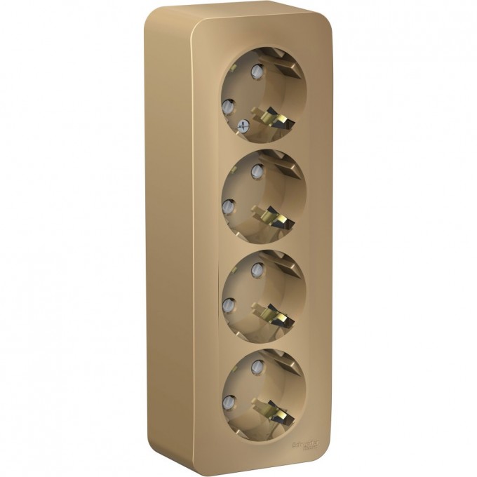 Четырёхместная розетка SCHNEIDER ELECTRIC BLANCA с заземлением, со шторкой, с изолирующей пластиной, 16А, 250В, ТИТАН BLNRA011414