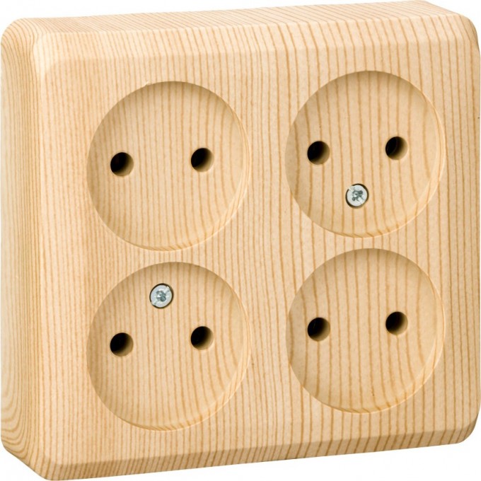 Розетка 4-местная SCHNEIDER ELECTRIC ЭТЮД без заземления без шторок 16А 250B, сосна, Россия PA16-205D