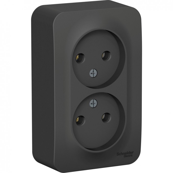 Розетка двойная SCHNEIDER ELECTRIC BLANCA без заземления, без шторок, 16А, 250В, антрацит BLNRA000206