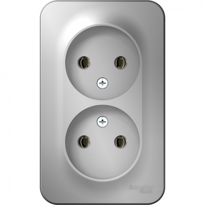 Розетка двойная SCHNEIDER ELECTRIC BLANCA без заземления, без шторок, с изолирующей пластиной, 16А, 250В, алюминий BLNRA000213