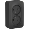 Розетка двойная SCHNEIDER ELECTRIC BLANCA без заземления, без шторок, с изолирующей пластиной, 16А, 250В, антрацит BLNRA000216