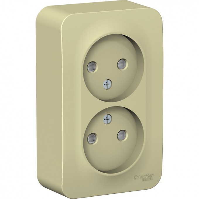 Розетка двойная SCHNEIDER ELECTRIC BLANCA без заземления, со шторкой, с изолирующей пластиной, 16А, 250В, бежевый BLNRA001217
