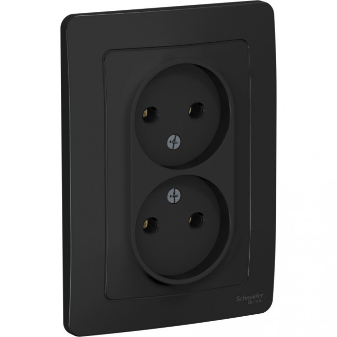 Розетка двойная SCHNEIDER ELECTRIC BLANCA с/у без заземления, без шторок, 16А, 250В, антрацит BLNRS000026