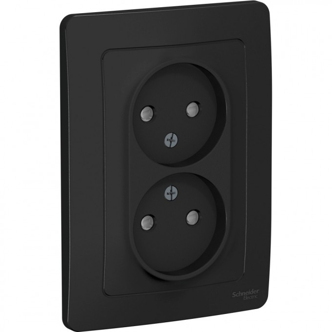 Розетка двойная SCHNEIDER ELECTRIC BLANCA с/у без заземления, со шторками, 16А, 250В, антрацит BLNRS000126