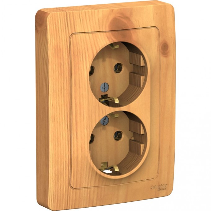 Розетка двойная SCHNEIDER ELECTRIC BLANCA с/у, с заземлением, без шторок, 16А, 250В, ясень BLNRS001025
