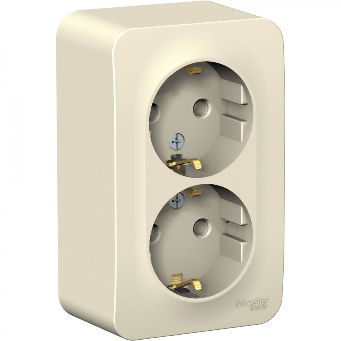 Розетка двойная SCHNEIDER ELECTRIC BLANCA с заземлением, без шторок, 16А, 250В, молочный BLNRA010202