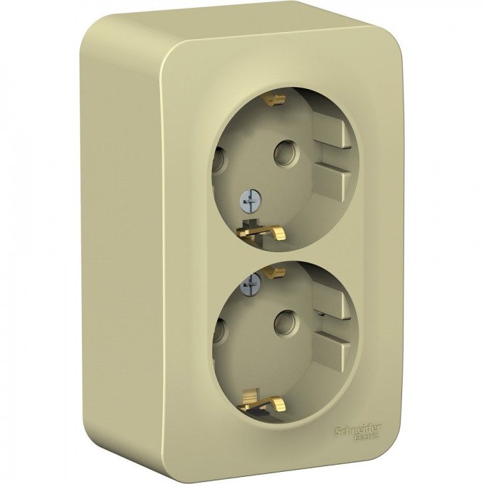 Розетка двойная SCHNEIDER ELECTRIC BLANCA с заземлением, без шторок, с изолирующей пластиной, 16А, 250В, бежевый BLNRA010217