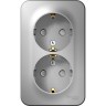 Розетка двойная SCHNEIDER ELECTRIC BLANCA с заземлением, со шторками, с изолирующей пластиной, 16А, 250В, алюминий BLNRA011213
