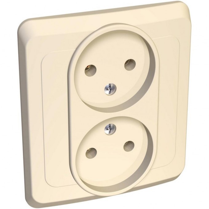 Розетка двойная SCHNEIDER ELECTRIC ЭТЮД С/У без заземления без шторок 16А 250B, кремовый, Россия PC16-005K