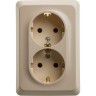 Розетка двойная SCHNEIDER ELECTRIC ЭТЮД С/У с заземлением без шторок 16А 250B, кремовый, Россия PC16-107K