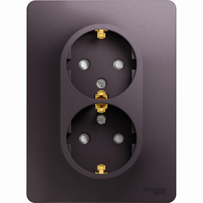 Розетка двойная SCHNEIDER ELECTRIC GLOSSA с заземлением, со шторками, в сборе, сиреневый туман GSL001426