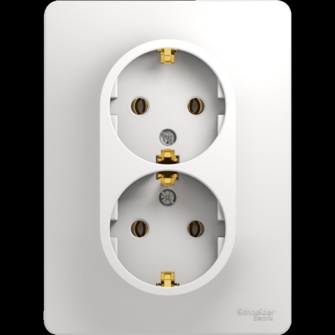Розетка двойная SCHNEIDER ELECTRIC GLOSSA с заземлением, в сборе, белый GSL000124