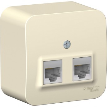 Розетка компьютерная двойная SCHNEIDER ELECTRIC BLANCA RJ45, кат.5E, с изолирующей пластиной, МОЛОЧНЫЙ