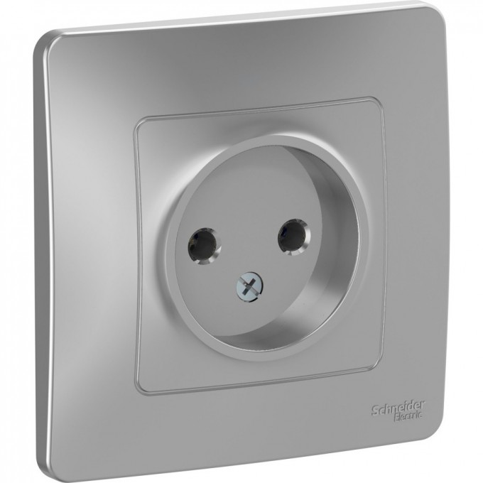 Розетка одинарная SCHNEIDER ELECTRIC BLANCA без заземления без шторок 16А, 250В, АЛЮМИНИЙ BLNRS000013