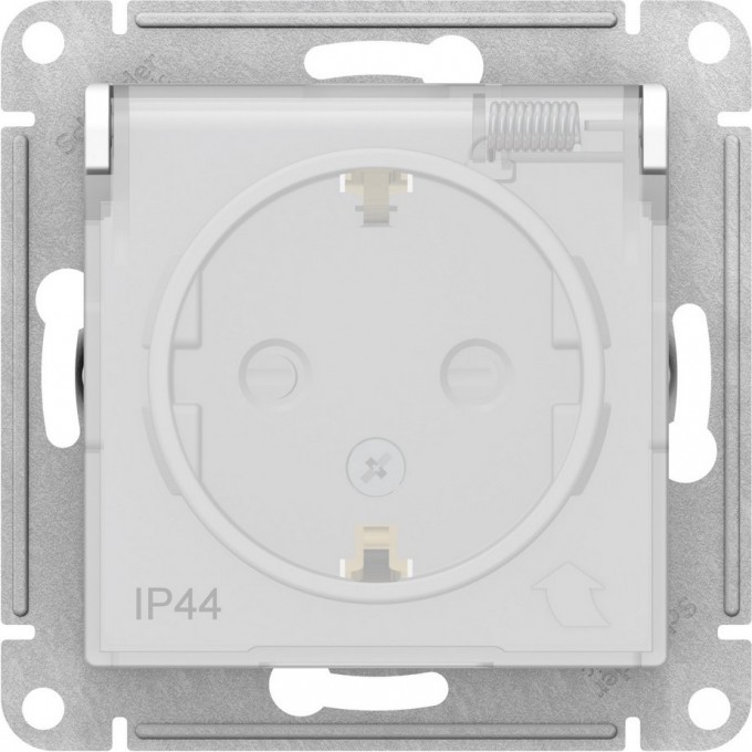 Розетка SCHNEIDER ELECTRIC ATLASDESIGN AQUA с заземлением, со шторками, с прозрачной крышкой,16А, IP44, мех, белый ATN440146