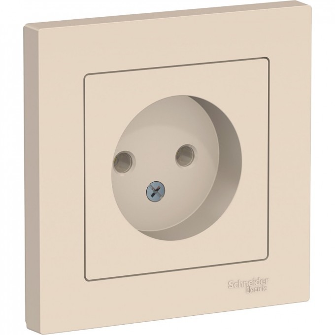 Розетка SCHNEIDER ELECTRIC ATLASDESIGN без заземления, в сборе, бежевый ATN000240