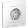 Розетка SCHNEIDER ELECTRIC BLANCA с/у, с заземлением, со шторками, 16А, 250В, белый BLNRS001111
