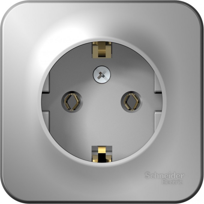 Розетка SCHNEIDER ELECTRIC BLANCA с заземлением, без шторок, с изолирующей пластиной, 16А, 250В, алюминий BLNRA010113