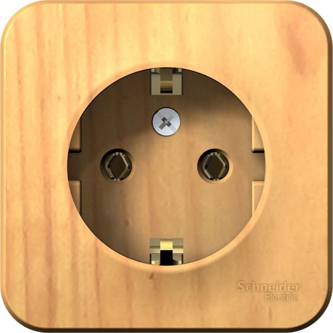 Розетка SCHNEIDER ELECTRIC BLANCA с заземлением, без шторок, с изолирующей пластиной, 16А, 250В, ясень BLNRA010115