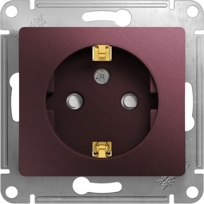 Розетка SCHNEIDER ELECTRIC GLOSSA с заземлением, со шторкой, механизм, баклажановый GSL001145