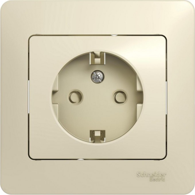 Розетка SCHNEIDER ELECTRIC GLOSSA с заземлением, со шторкой, в сборе, бежевый GSL000244