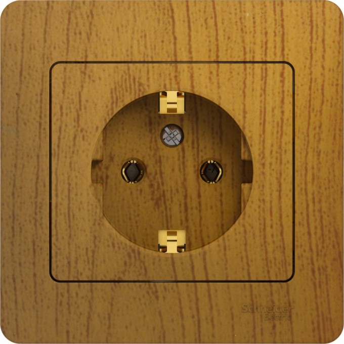 Розетка SCHNEIDER ELECTRIC GLOSSA с заземлением, в сборе, дерево дуб GSL000542