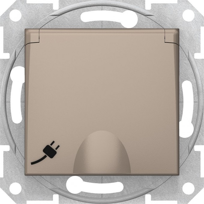 Розетка SCHNEIDER ELECTRIC SEDNA c з/к, со шторками, с крышкой, быстрозажимные контакты, алюминий SDN3100468