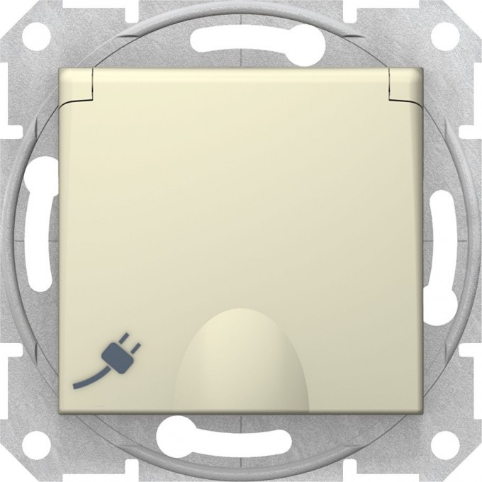 Розетка SCHNEIDER ELECTRIC SEDNA c з/к, со шторками, с крышкой, быстрозажимные контакты, бежевый SDN3100447