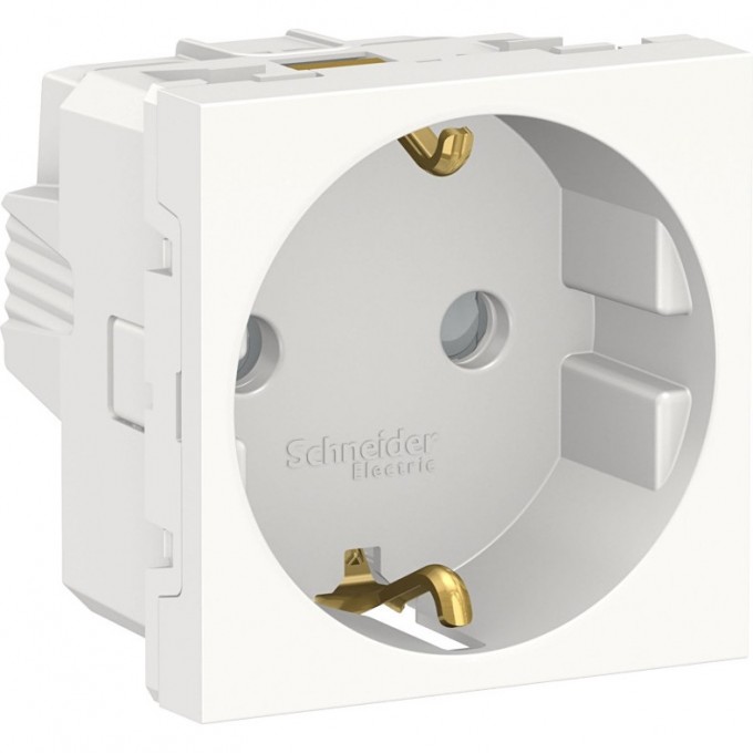 Розетка SCHNEIDER ELECTRIC UNICA MODULAR с заземлением, со шторками, с винтовыми зажимами, 16А, 250В, 2 модуля, белый NU303718