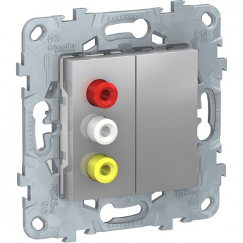 Розетка SCHNEIDER ELECTRIC UNICA NEW, 3 RCA, алюминий
