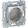 Розетка SCHNEIDER ELECTRIC UNICA NEW с заземлением, со шторками, с винтовыми зажимами, 16 А, 250 В, алюминий NU503730