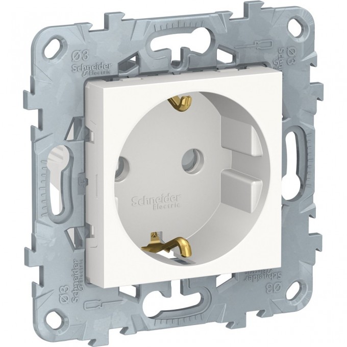 Розетка SCHNEIDER ELECTRIC UNICA NEW с заземлением, со шторками, с винтовыми зажимами, 16 А, 250 В, белый NU503718