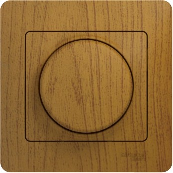 Светорегулятор (диммер) SCHNEIDER ELECTRIC GLOSSA, поворотный, 300Вт, в сборе, дерево дуб