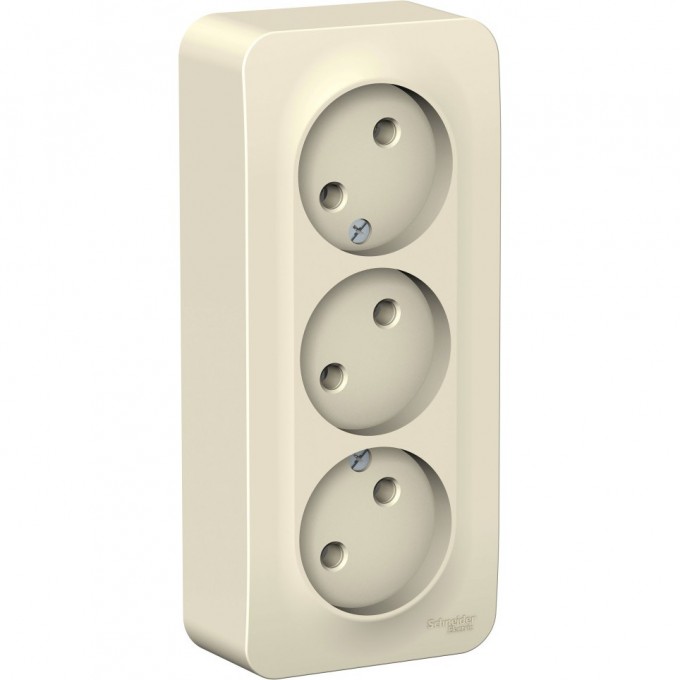 Трёхместная розетка SCHNEIDER ELECTRIC BLANCA без заземления, без шторок, с изолирующей пластиной, 16А, 250В, МОЛОЧНЫЙ BLNRA000312