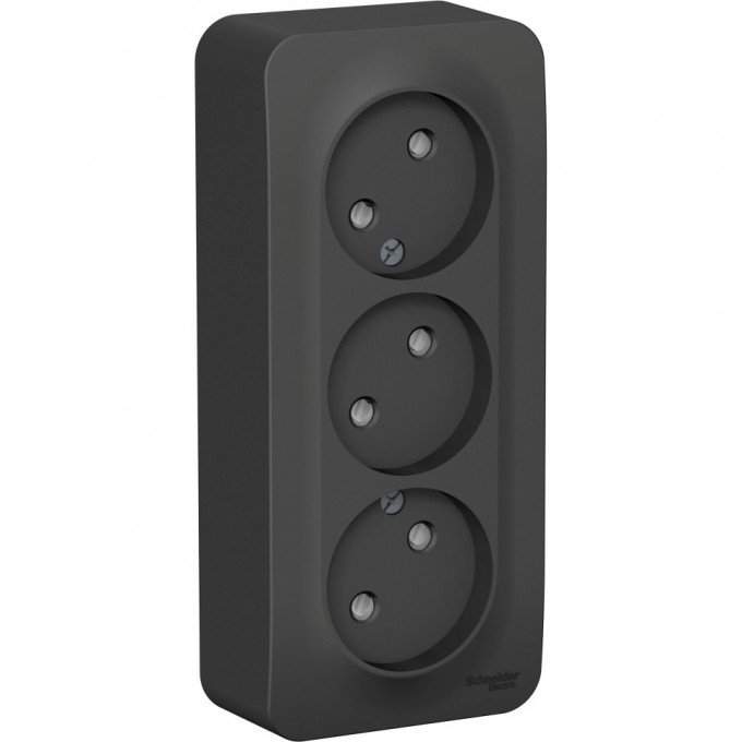 Трёхместная розетка SCHNEIDER ELECTRIC BLANCA без заземления, со шторками, с изолирующей пластиной, 16А, 250В, АНТРАЦИТ BLNRA001316