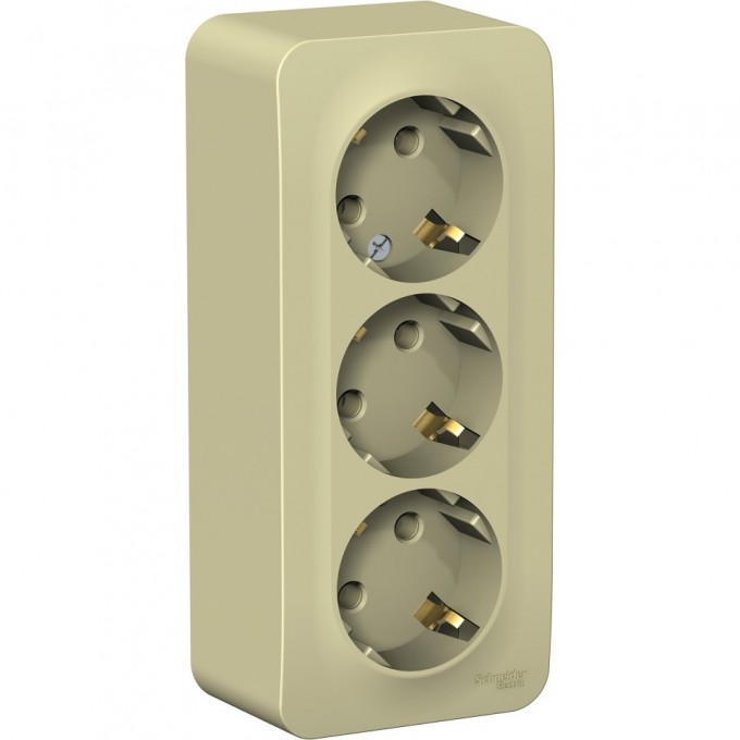 Трёхместная розетка SCHNEIDER ELECTRIC BLANCA с заземлением, без шторок, с изолирующей пластиной, 16А, 250В, БЕЖЕВЫЙ BLNRA010317