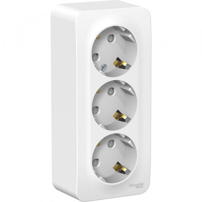 Трёхместная розетка SCHNEIDER ELECTRIC BLANCA с заземлением, со шторками, с изолирующей пластиной, 16А, 250В, БЕЛЫЙ BLNRA011311