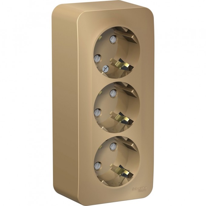 Трёхместная розетка SCHNEIDER ELECTRIC BLANCA с заземлением, со шторками, с изолирующей пластиной, 16А, 250В, ТИТАН BLNRA011314
