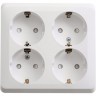 Розетка 4-местная SCHNEIDER ELECTRIC ЭТЮД с заземлением со шторками 16А 250В, белый, Россия PA16-208B